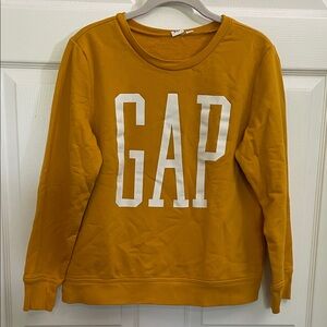 GAP Sweatshirt Logo Crewneck Small Women Gold White